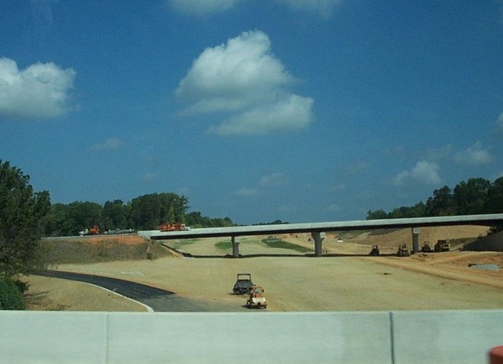 Photo of view of Greensboro Loop under construction from Bryan Blvd Bridge
in Dec. 2007