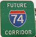 Image of Future I-74 corridor sign, courtesy of Adam Prince