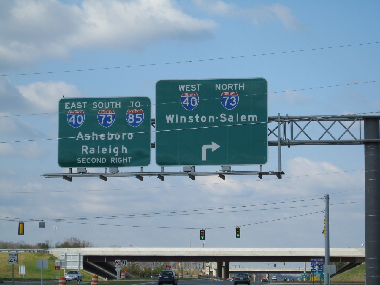 Photo of exit signage at Greensboro Loop Wendover Ave Interchange in March 
2008
