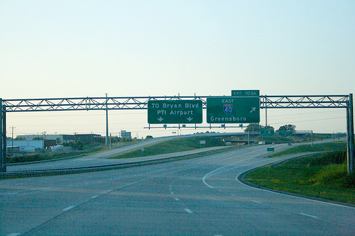 Photo of Exit 103A ramp signage at I-40 Exit on I-73 Greensboro Loop, courtesy 
of Evan Semones