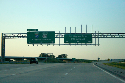 Photo of signage for Exit 103B off of I-73 Greensboro Loop, Courtesy of
Evan Semones