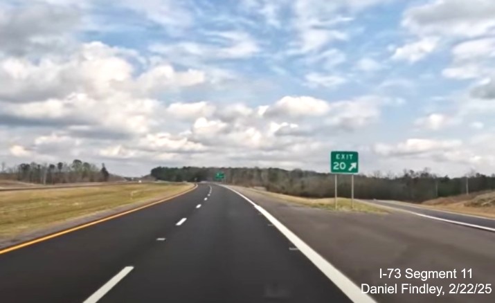 Screen grab image of gore sign for Cartledge Creek Road exit on I-73
North/I-74 West Rockingham Bypass, Daniel Findley, February 2025