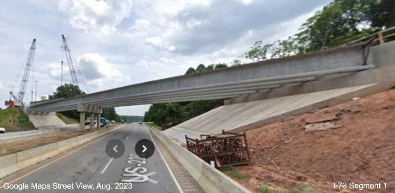 Image of bridge construction along US 220 North at the NC 770 exit in Rockingham
County, Google Maps Street View, August 2023