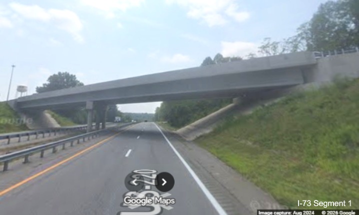 Image of bridge construction along US 220 North at the NC 770 exit in Rockingham
County, Google Maps Street View, August 2023