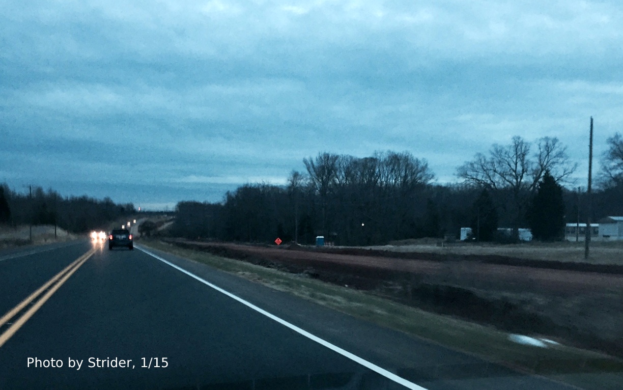 Image of future southbound lanes for I-73 being graded between NC 65 and US 158, photo 
by Strider