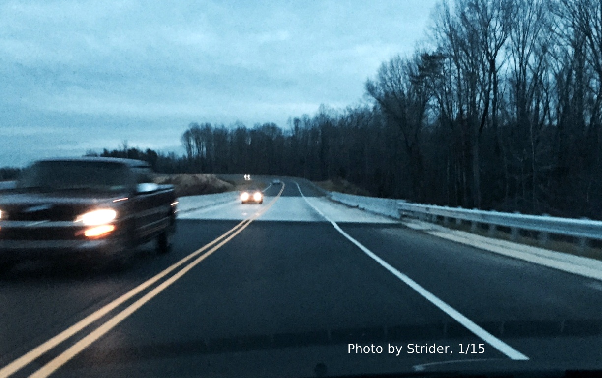 Image of US 220 crossing the new I-73 US 220 exit ramp bridge over the Haw River, photo
by Strider