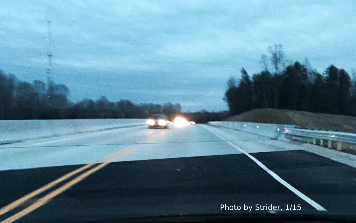 Image of US 220 traffic crossing future US 220 South off-ramp bridge over I-73 near 
Summerfield, NC, photo by Strider