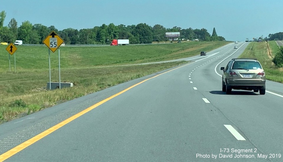 Image of I-73 North traffic meeting on-ramp at end of NC 68 North in Rockingham County, by David Johnson