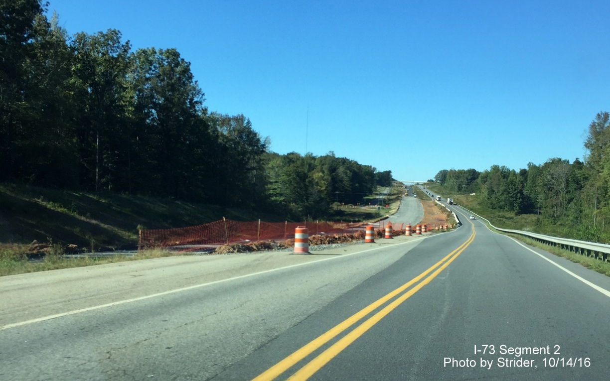 Closer look of future I-73 lanes being readied to be paved north of US 158 on US 220, by Strider