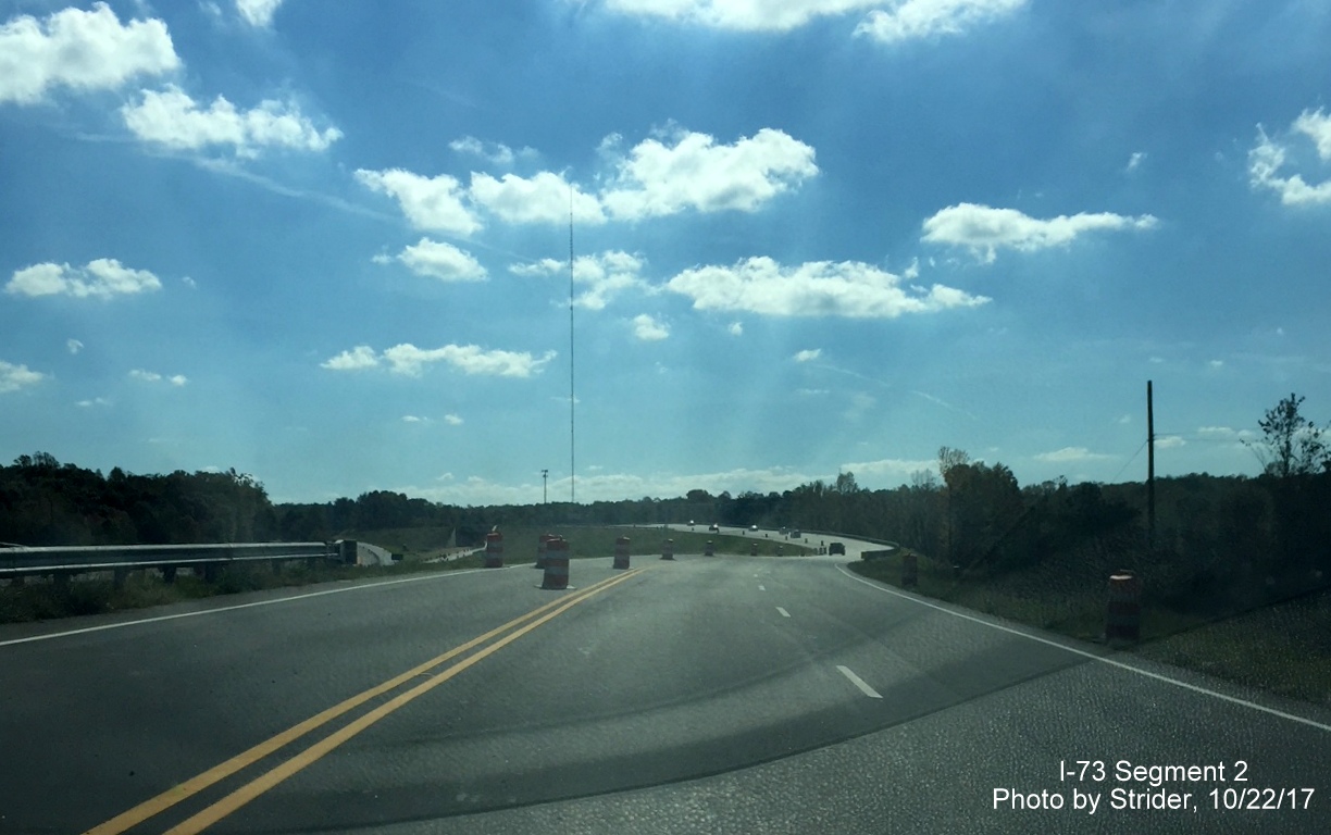 Image of US 220 South roadway prior to NC 68 exit in Rockingham County, by Strider