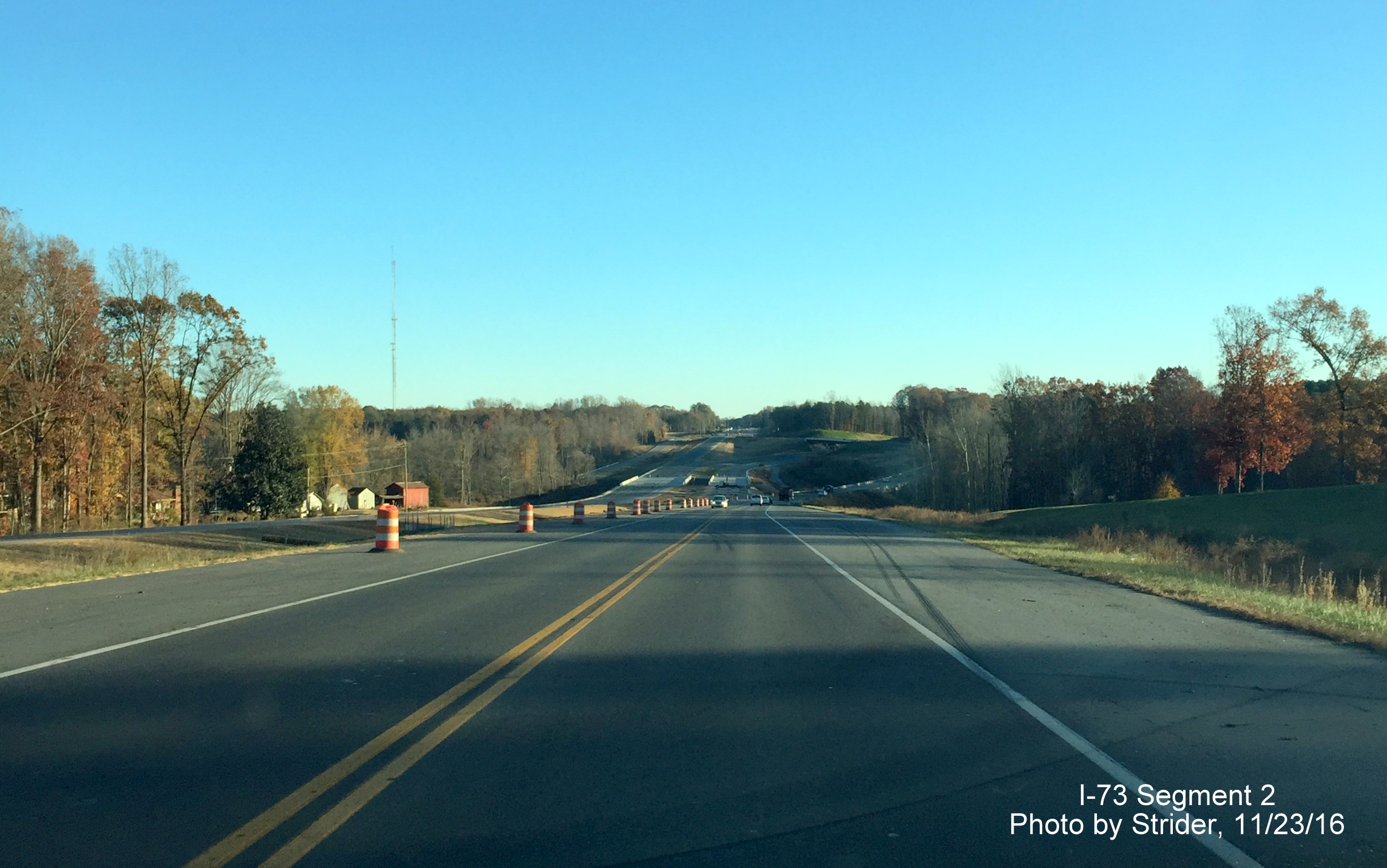 Image showing view from US 220 Southbound approaching nearly completed future interchange with I-73 near Haw River, by Strider