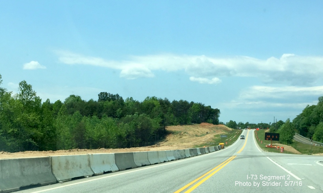 Image of clearing and construction for new NC 68 interchange on I-73, from Strider