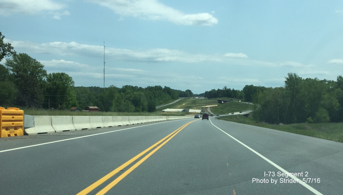 Image looking south along US 220 toward future I-73/US 220 interchange, from Strider