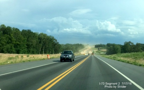 Image of construction at future I-73 interchange with US 220 near the Haw River, photo by Strider