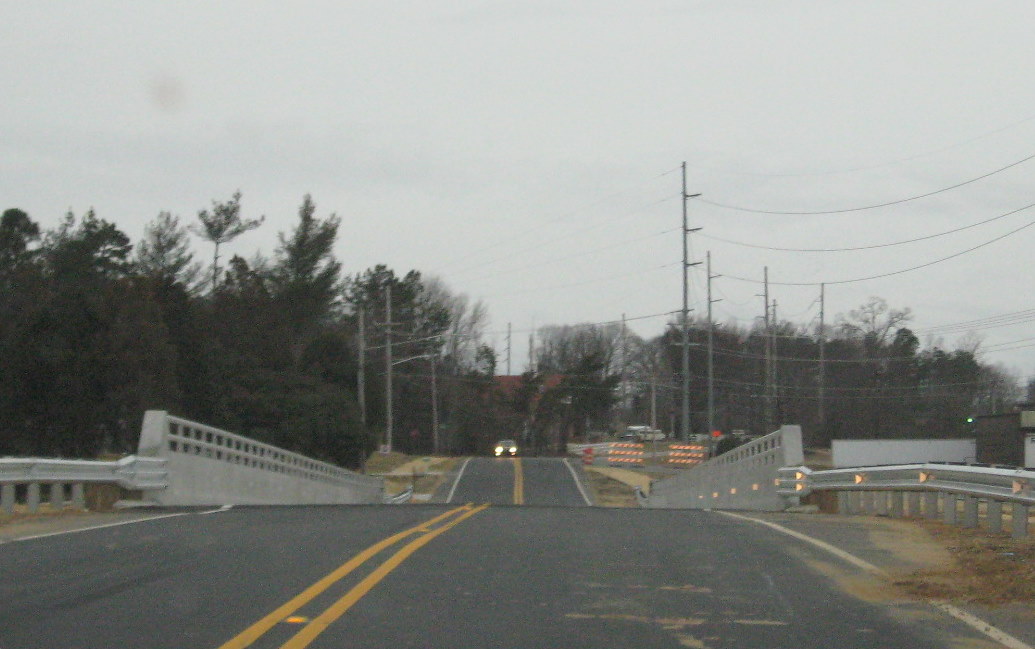 Photo of driving over newly opened Baker Rd bridge over I-74 in March 2010