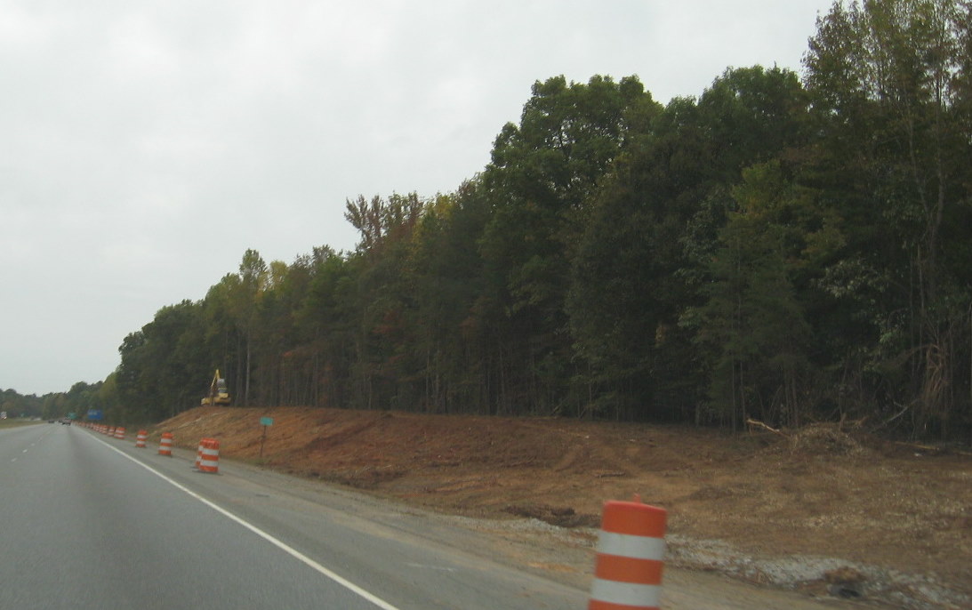 Photo of progress grading future I-74 exit ramps from US 220 North 
in Randleman, Oct. 2009