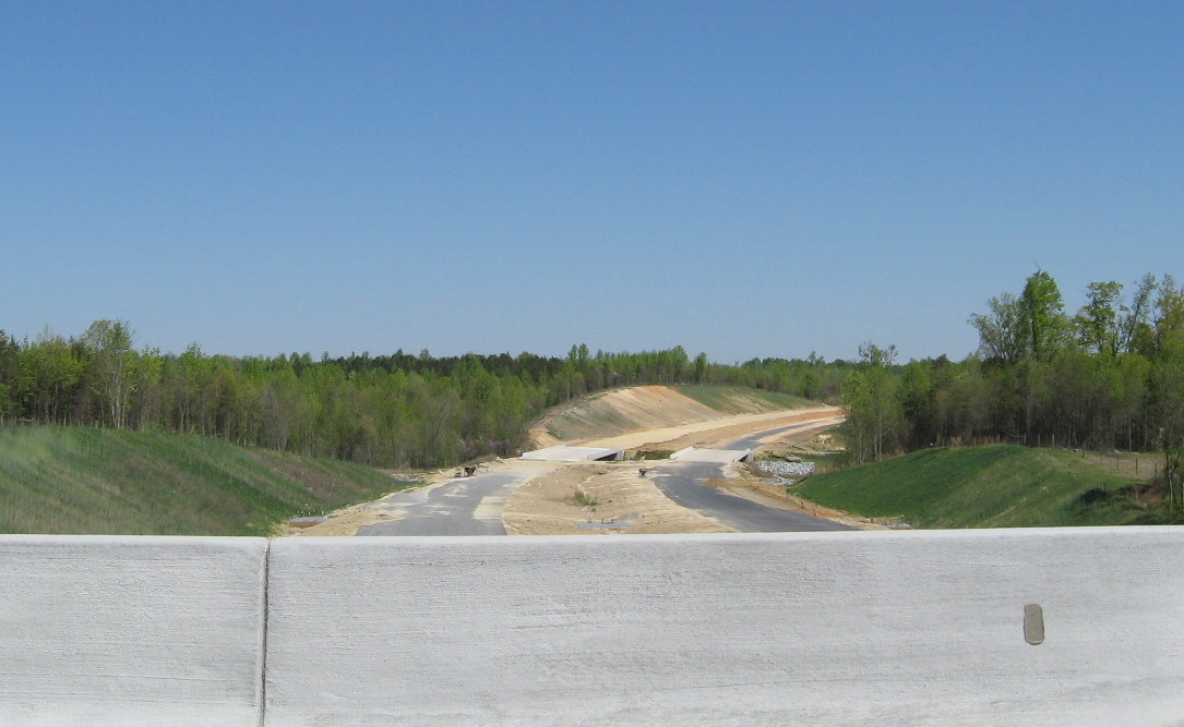 Photo of construction progress north of Poole Road bridge over I-74 Freeway, 
April 2010
