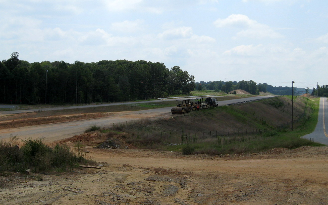 Photo of view south of Plainfield Rd Bridge showing progress in completing the
 future I-74 freeway in Aug. 2012