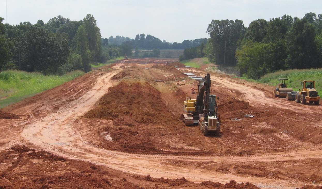 Photo from Walker Mill Road looking south along future I-74 freeway toward 
future US 311 interchange in Aug. 2010