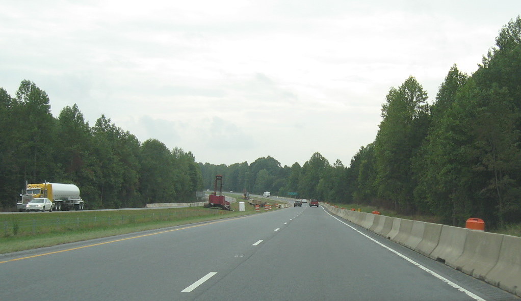 Photo of progress clearing area for future I-74 ramp bridges from US 220 
South in Randleman, Sept. 2009