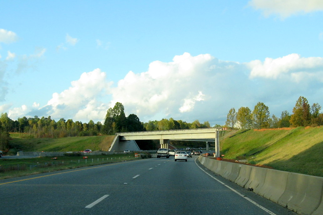 Photo of progress building future I-74 ramp bridges from US 220 South in 
Randleman, Oct. 2011