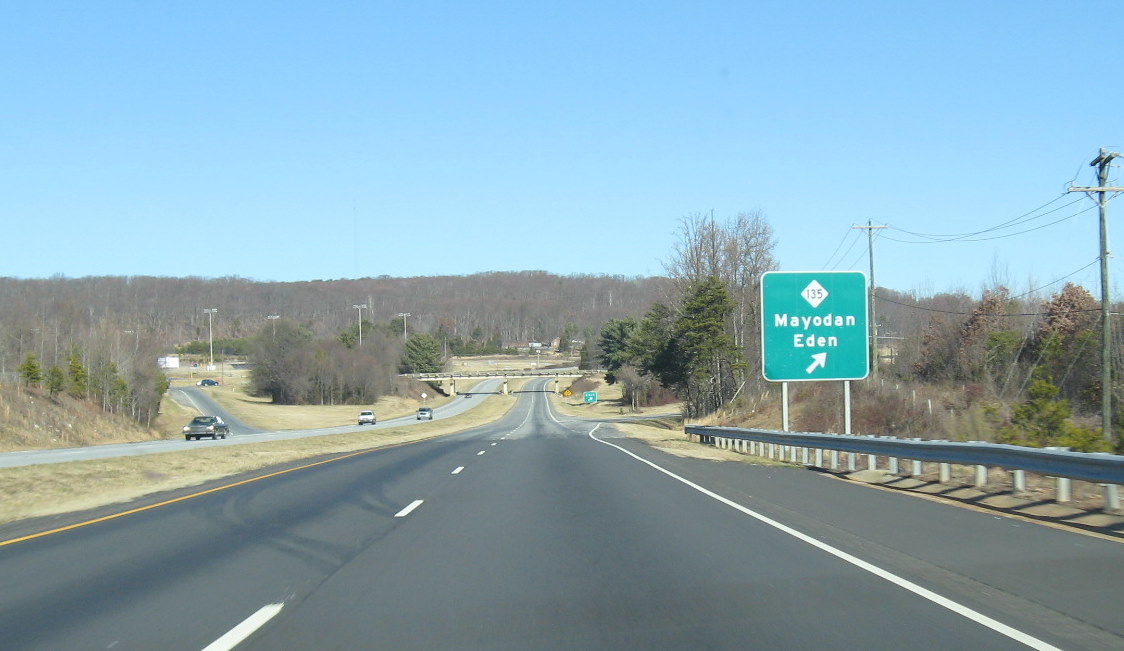 Exit sign on US 220 North near Mayoden, NC
