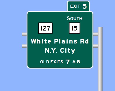 Sign Maker image for CT 127/CT 15 South exit sign on CT 25 North in Bridgeport with new milepost based exit number