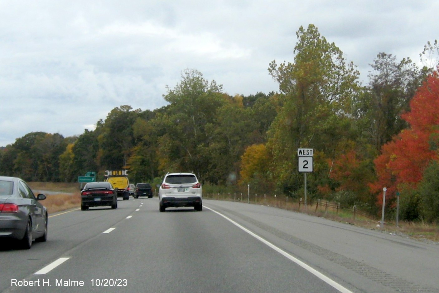 Image of new West CT 2 reassurance marker with all caps West direction banner in Norwich, October 2023