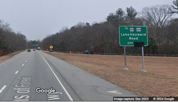 Image of new auxiliary sign for CT 11 South exit on CT 2 East in Marlborough, Google Maps Street View, 
      December 2023