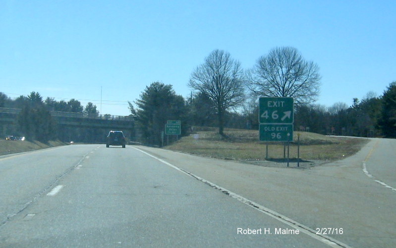 Image of new gore sign with milepost based exit and old number for To CT 12 exit on I-395 South in Putnam, CT