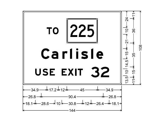 MassDOT plan for ground mounted auxiliary sign for MA 225 for Boston Road exit on I-495 in Westford