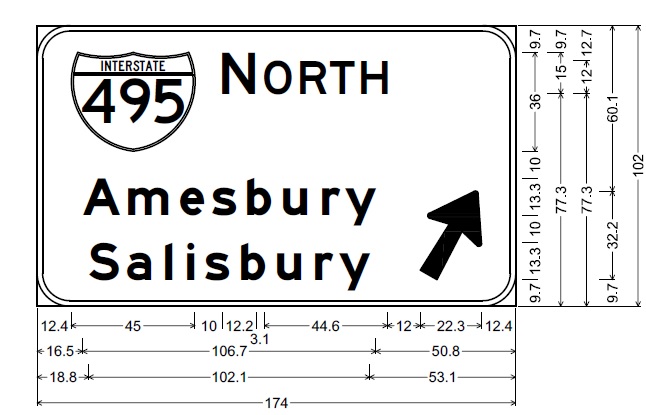 MassDOT ramp guide sign for I-495 North in Haverhill