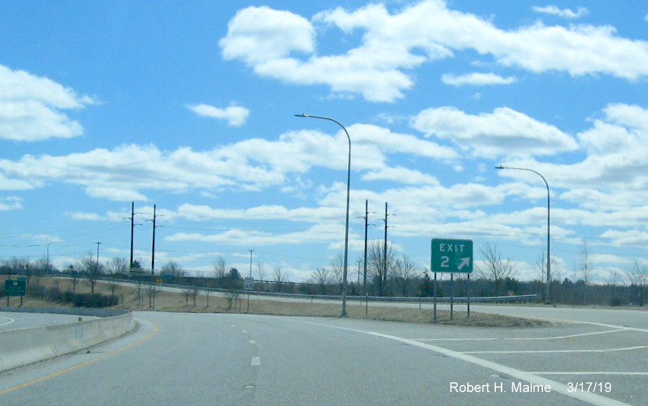 Image of new exit number gore sign for West Davisville Road exit on RI 403 East in Davisville