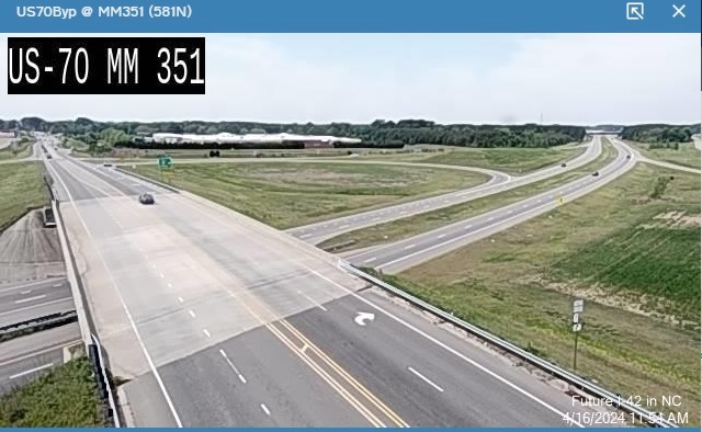 NCDOT traffic camera image of Bypass US 70 trailblazer at exit ramp from Business US 70 in 
                                             Goldsboro, April 2024