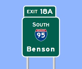 Sign Maker image of I-95 North exit sign on I-587/I-795/US 264 in Wilson