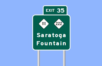 Sign Maker image of NC 111/222 exit sign on I-587 in Saratoga