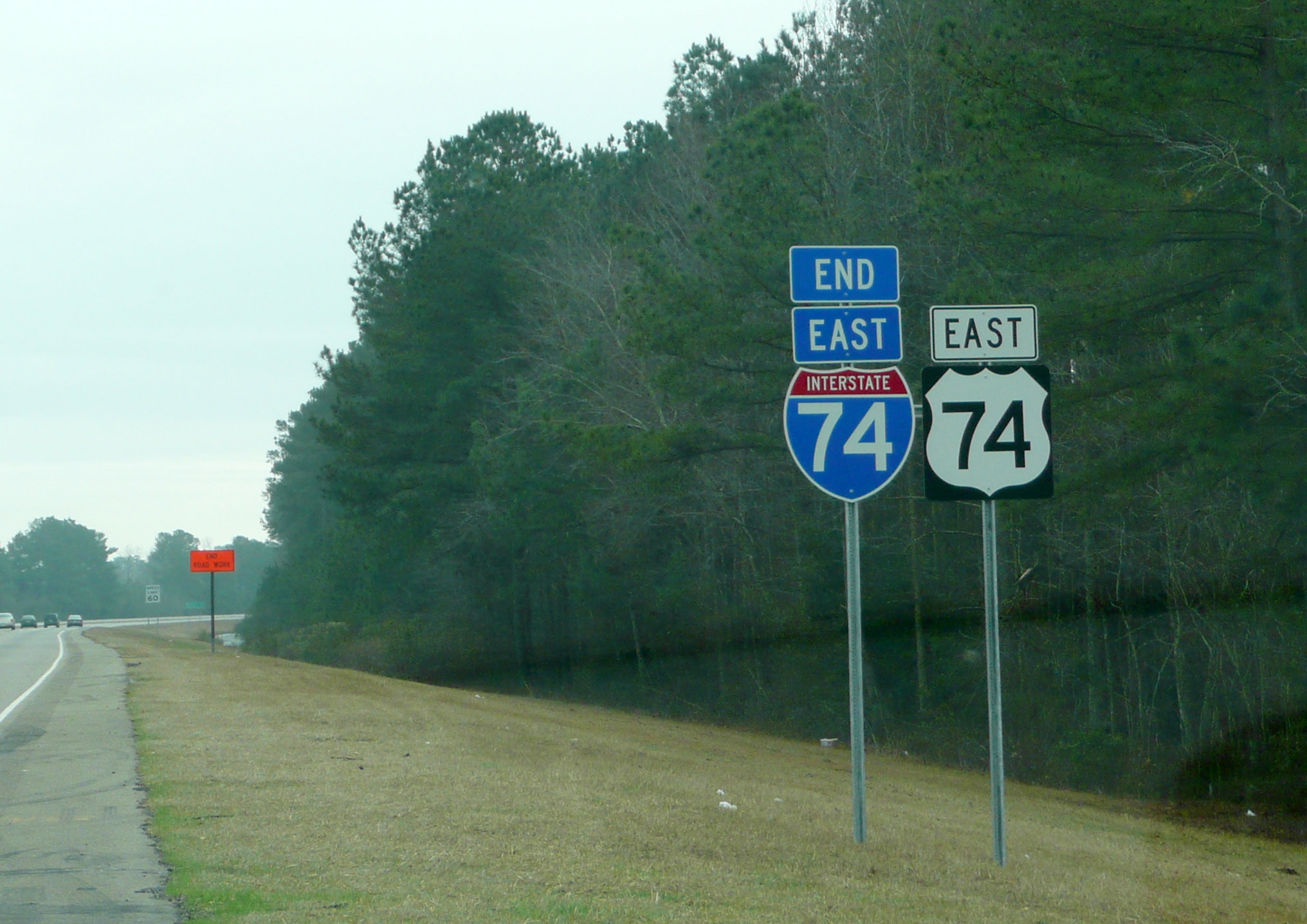 Photo of remaining construction work at eastern end of I-74 freeway in Dec. 
2008