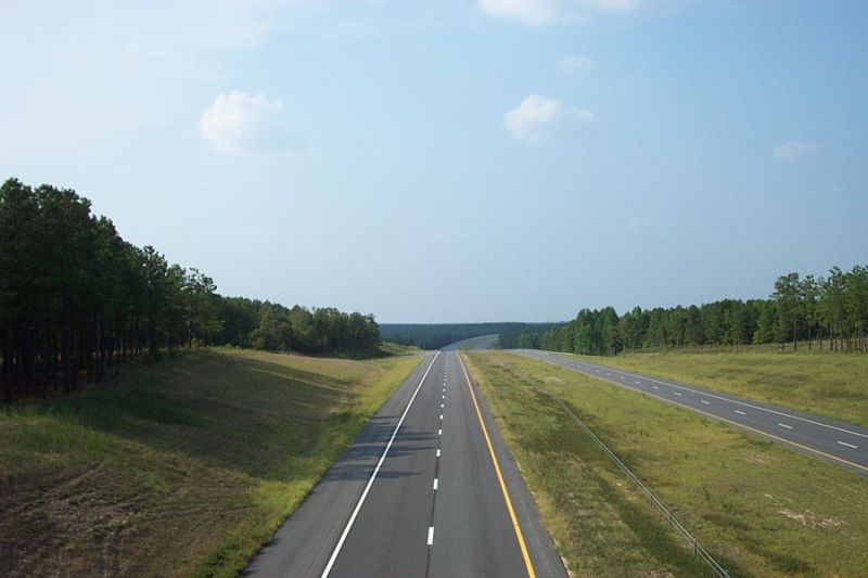 Photo of Future I-73/I-74 freeway under construction from Tabernacle Church 
Rd Bridge, Aug. 2007