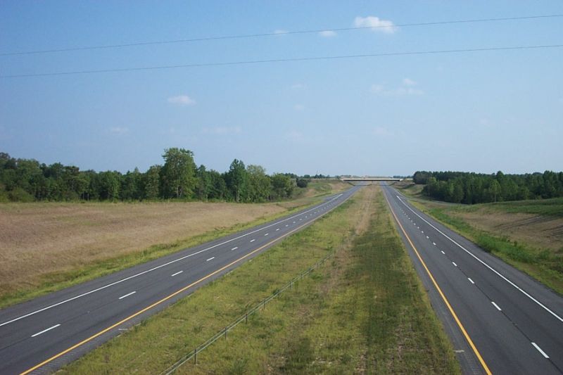 Photo from Tabernacle Church Rd bridge looking south over Future I-73/I-74 
freeway, Aug. 2007