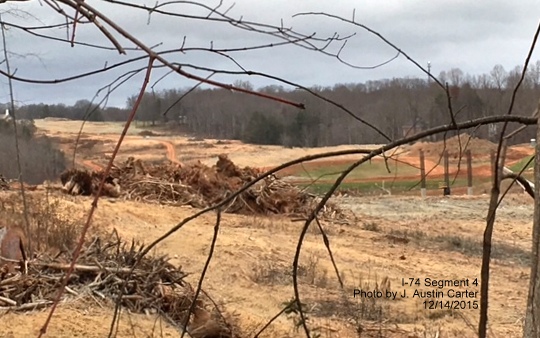 Image of construction zone for I-74 Winston-Salem Beltway as seen from Business 40, 
            photo by J. Austin Carter