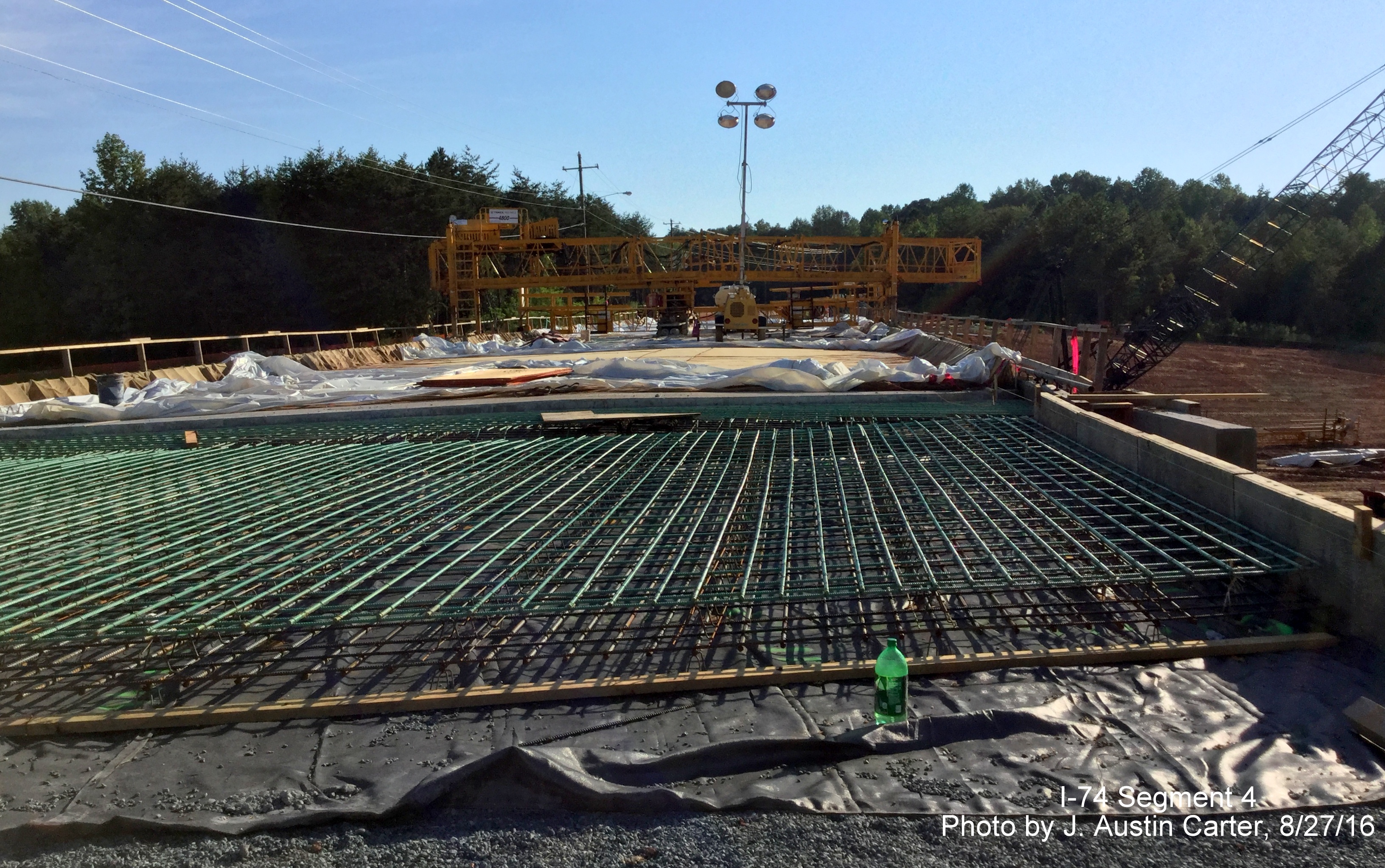 Image of bridge deck under construction over future Winston-Salem Northern Beltway/I-74, taken by J. Austin Carter