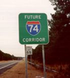 Photo of Future I-74 corridor sign, courtesy of 
	Adam Prince