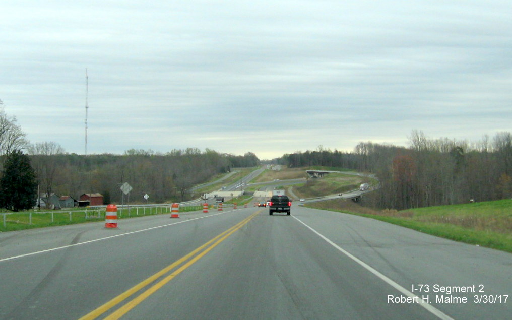 Image of nearly complete Future I-73 and US 220 South interchange in Guilford County