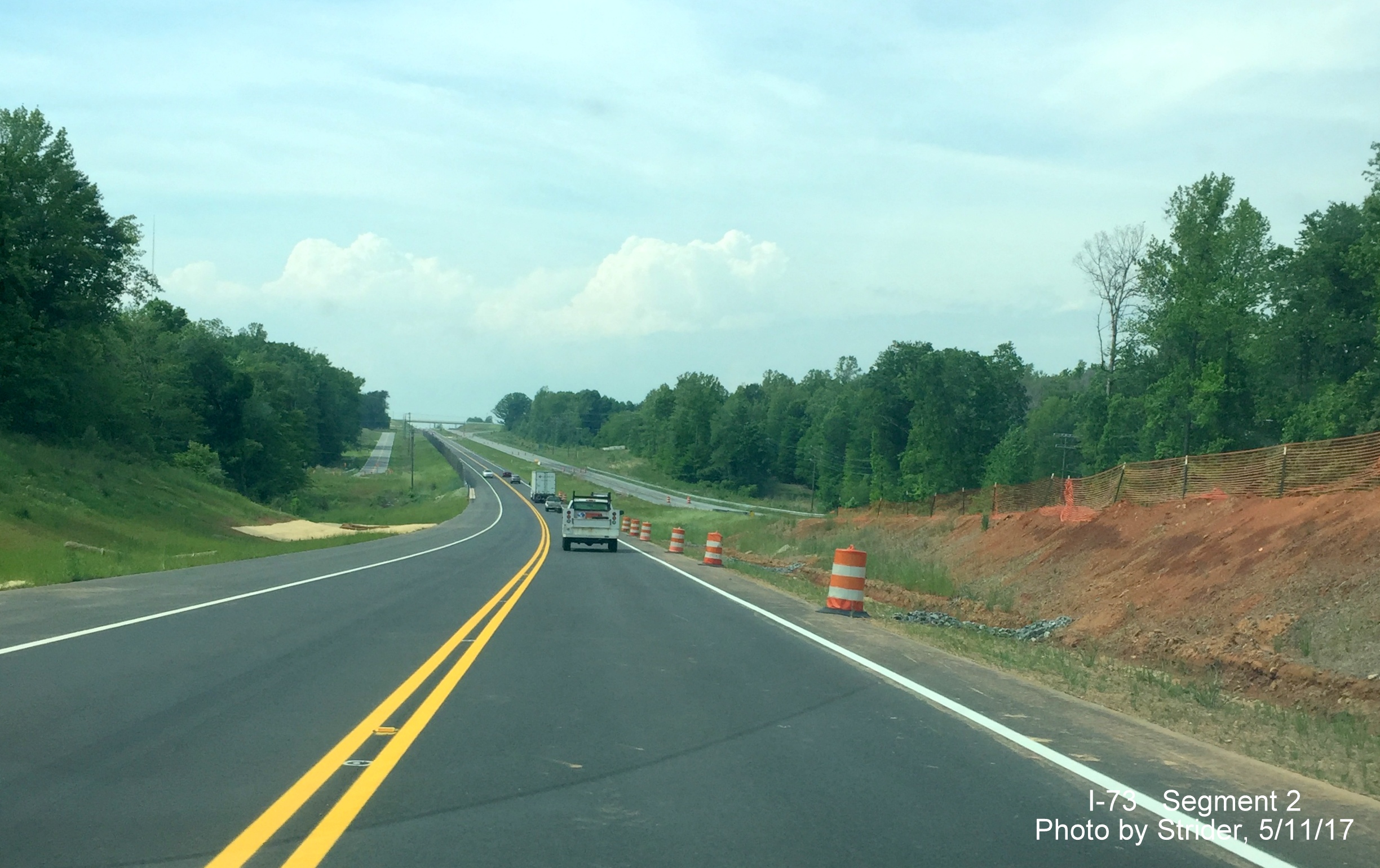 Image of view of construction of Future I-73 North lanes from US 220 North in Guilford County, by Strider