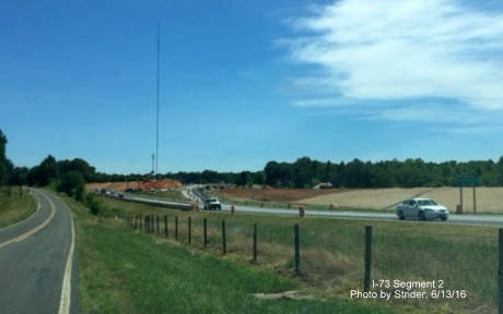 Image of future I-73 NC 68 interchange as seen in distance from road paralleling US 220 North in Rockingham County, from Strider