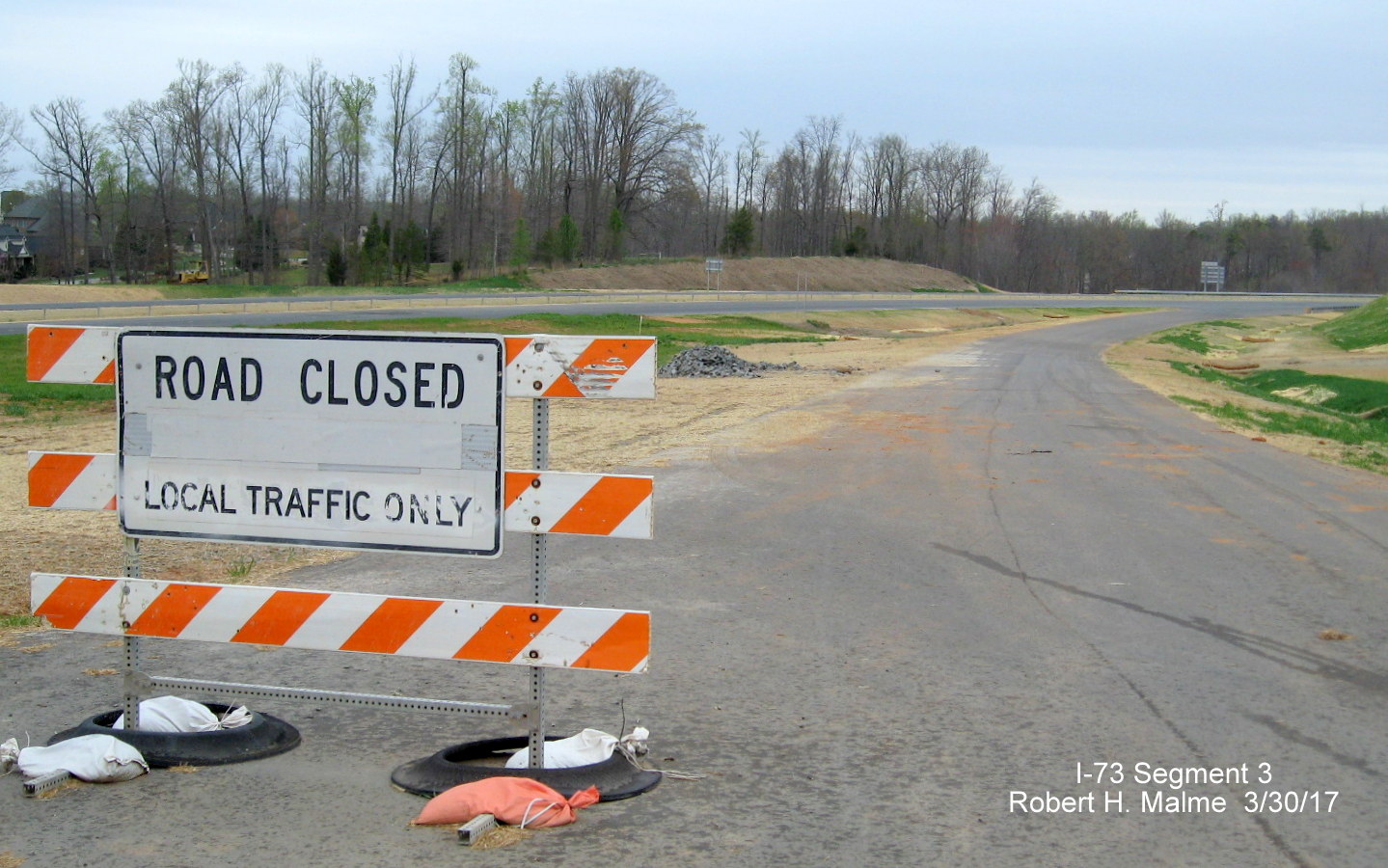 Image taken of view north along future ramp to I-73 North from NC 150 under construction in Summerfield, Guilford County