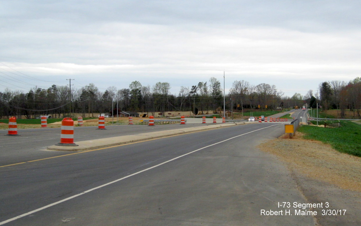 Image taken of view west along NC 150 bridge over future I-73 lanes under construction in Summerfield, Guilford County