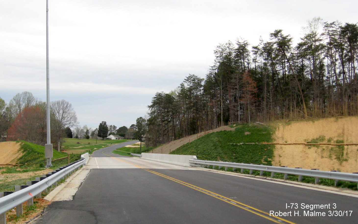Image taken of view west toward Brookbank Rd bridge over future I-73 lanes under construction in Summerfield, Guilford County