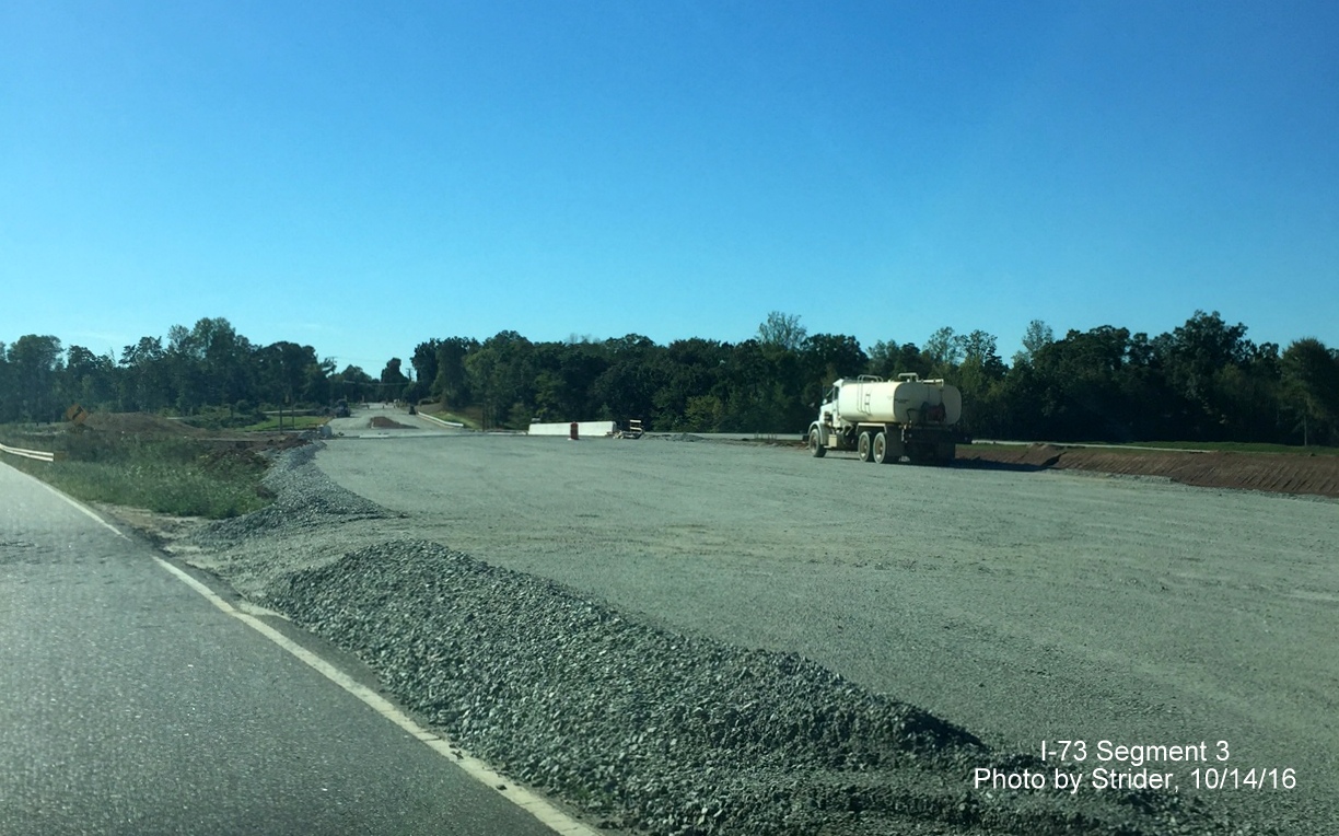 Image looking from NC 150 toward future interchange with I-73 showing construction progress, from Strider