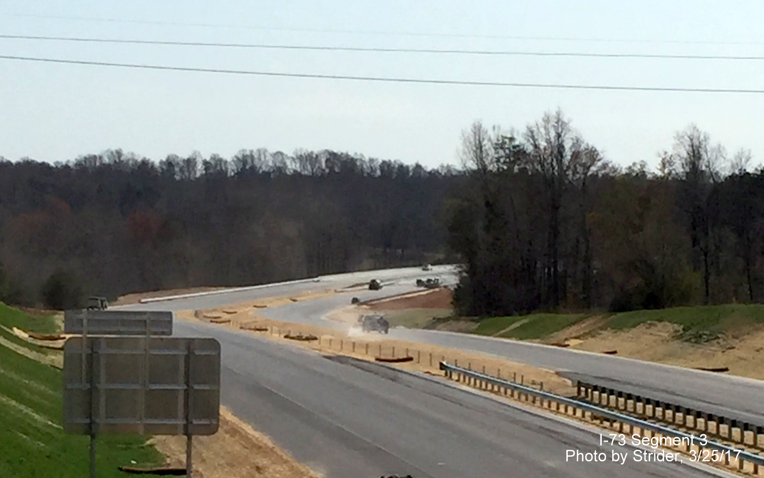 Image showing closeup view of I-73 construction south of Brookbank Rd bridge, from Strider